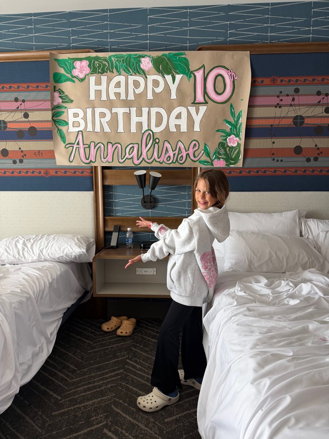 Happy 10th Birthday Annalise hand painted banner