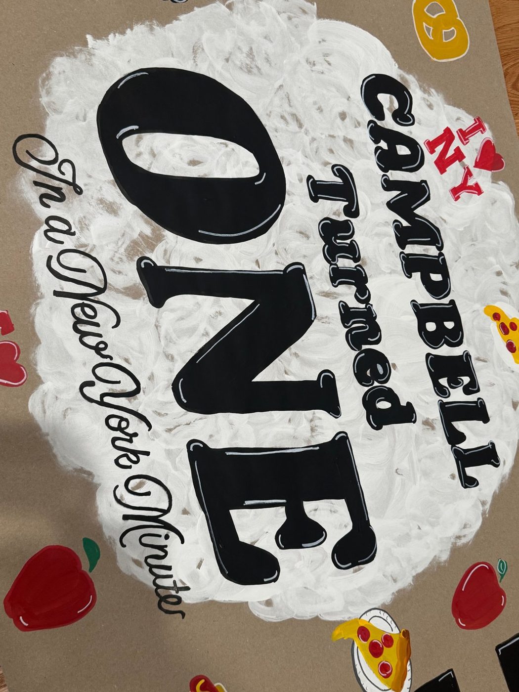 Campbell Turned One hand painted banner