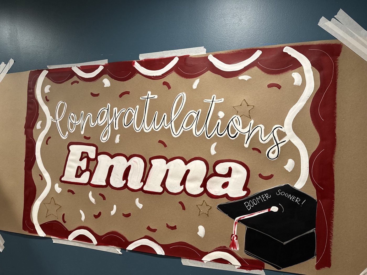 Congratulations Emma hand painted graduation banner