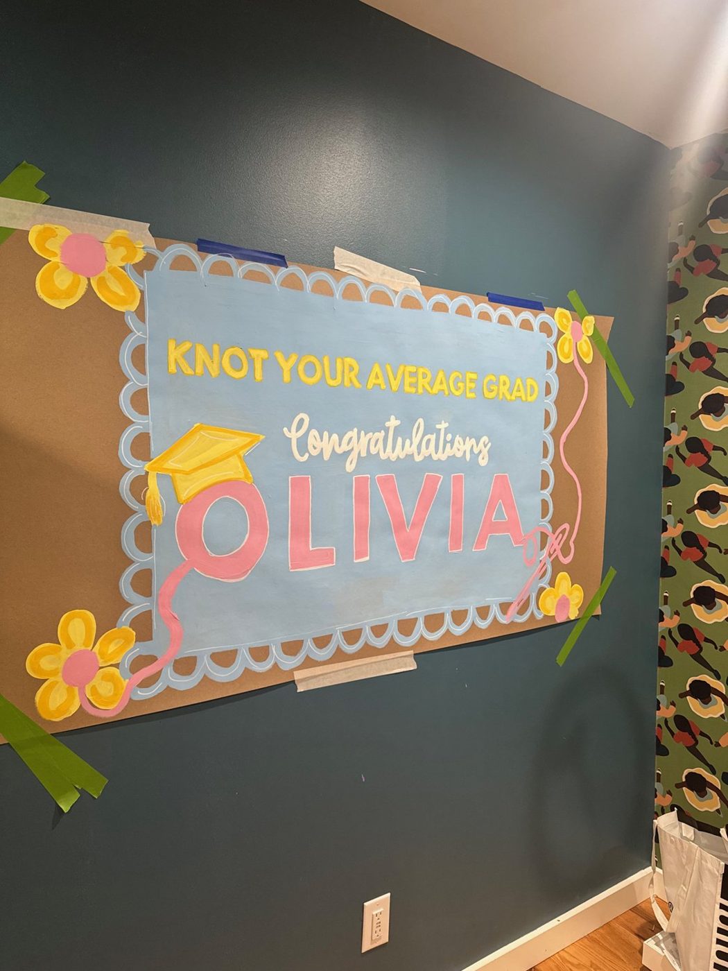 Knot Your Average Grad, Congratulations Olivia hand painted banner