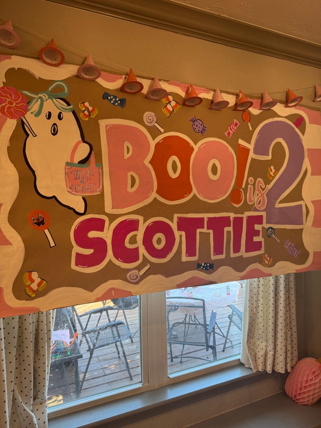 Boo is 2 Scottie hand painted halloween birthday banner