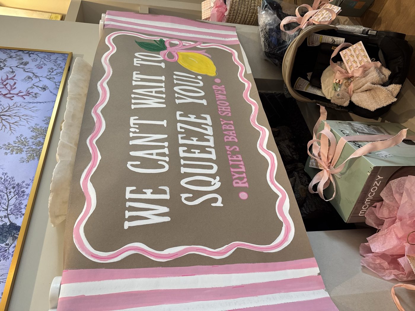 We Can Not Wait to Squeeze You lemon baby shower banner